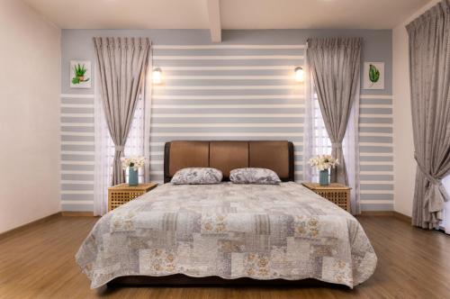 bedroom with wood tiles