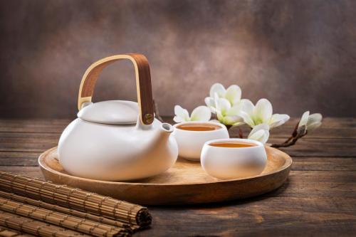 ,Tea set of cups and teapot